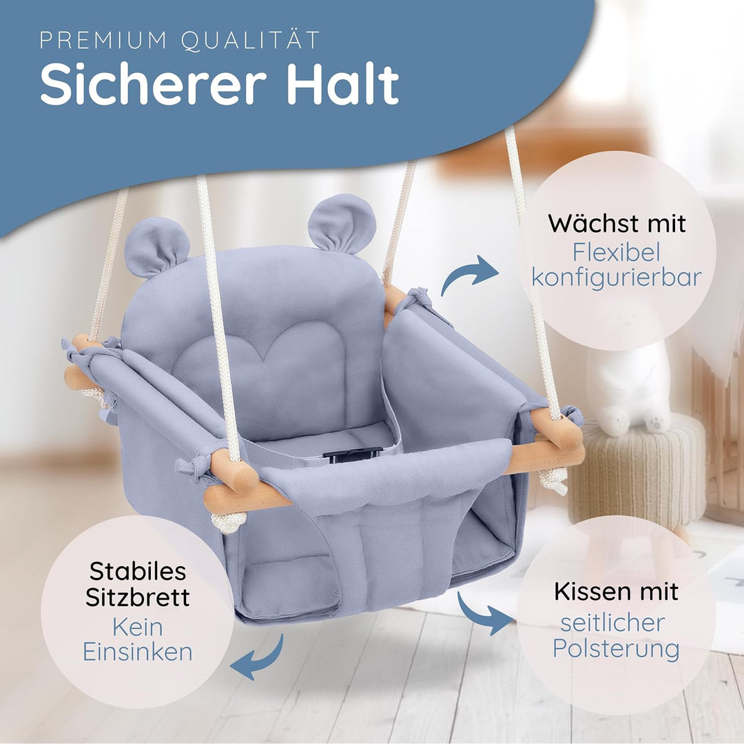 AMAZINGs Baby und Kinderschaukel | Mitwachsende Babyschaukel. Komplettset mit Aufhängung für Indoor