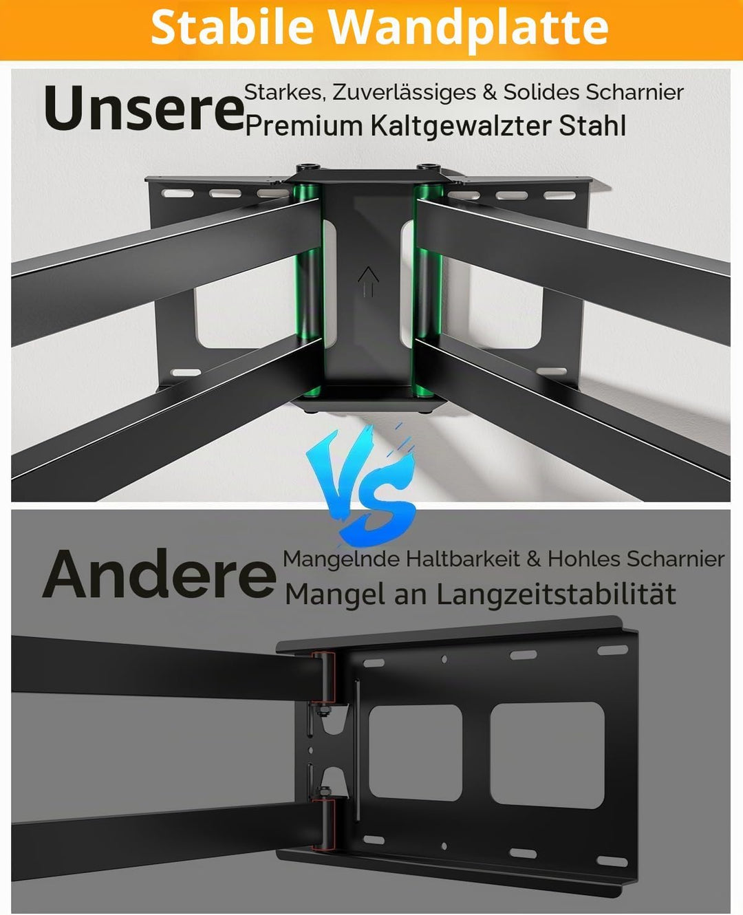 TV Wandhalterung mit 1080 mm Extra Langem Gelenkarm, Fernseher Halterung Schwenkbar für 50-100 Zoll