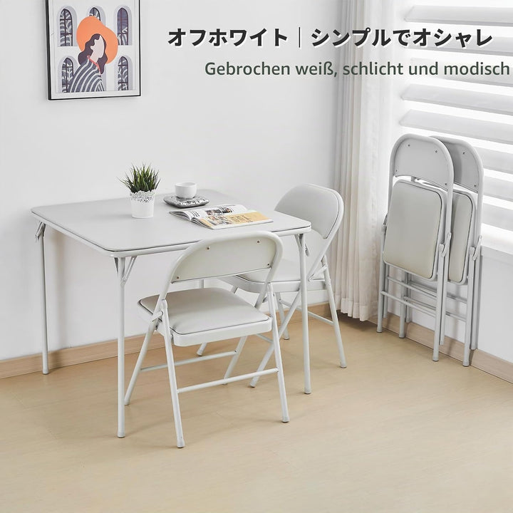 BOOSDEN Klapptisch, Weiss, Klappbar Tisch als Campingtisch, Gartentisch, Balkontisch, Esstisch, Falt