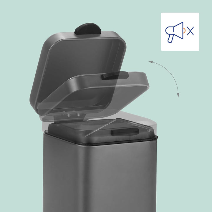 Relaxdays Kosmetikeimer Wandmontage, 3 l, Absenkautomatik, entnehmbarer Inneneimer, Bad Mülleimer, E
