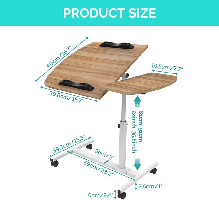 PIPIPOXER 60x40cm Laptoptisch Höhenverstellbar, Laptopständer Computertisch, Mobiler Stehtisch mit 2