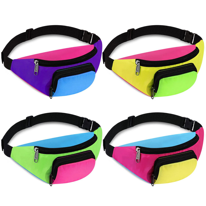 4 Stück Retro 80er Gürteltasche 2 Taschen Neon Kleine Hüfttaschen Joggen Kostüm