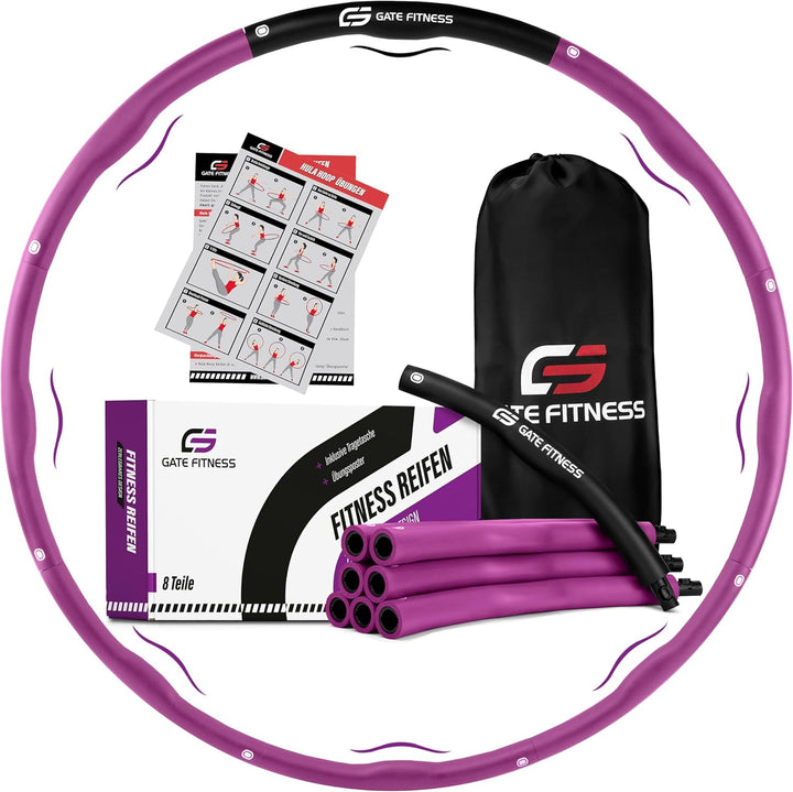 GATE FITNESS Hula Hoop Reifen Erwachsene und Kinder zum Abnehmen [1,2kg / 1,5kg / 2kg] | 6 bis 8 Seg