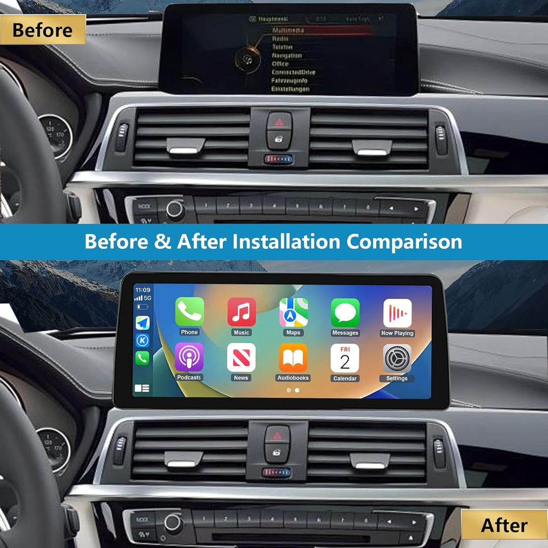 Ninetom Autoradio 12,3 Zoll Touchscreen mit kabellosem Carplay und Android Auto für 2013-2016 BMW 3e