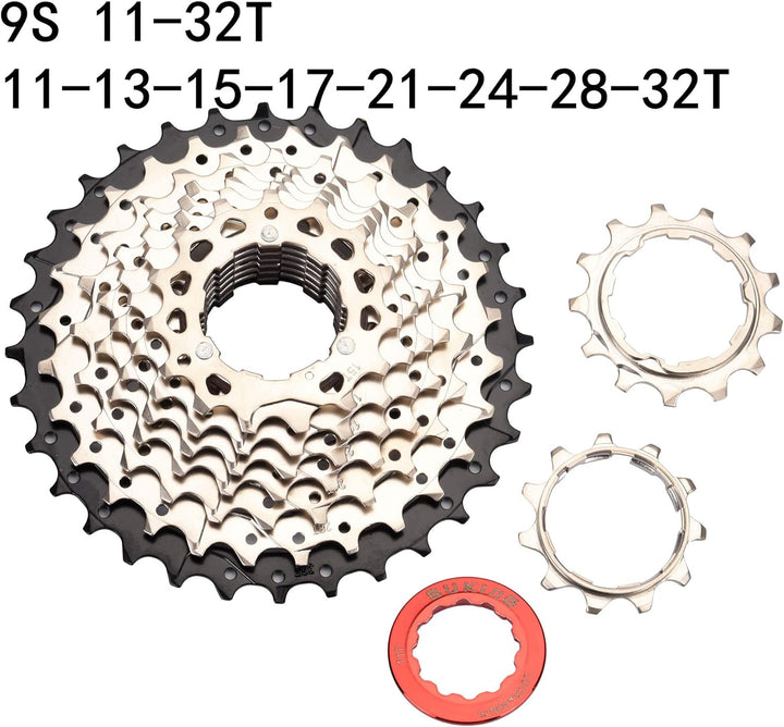 BESNIN Kassette für Mountainbike 9 Fach 11-32T/11-36T/11-40T/11-42TKassette 9 Fach Fahrrad-freilauf,