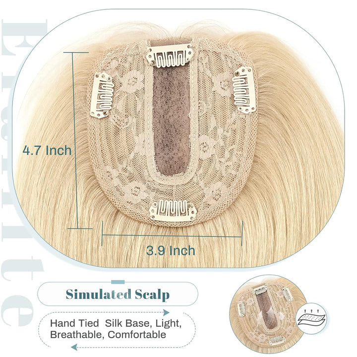 Elailite Clip in Hair Topper, Frauen Toupet Haarteil Echthaar, 15cm 27g Clip in Extensions Haarteil,