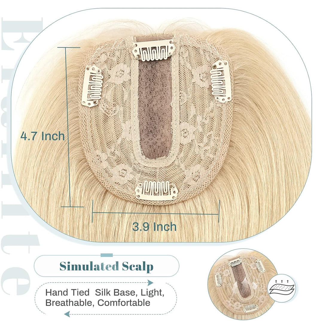 Elailite Clip in Toupet Frauen, Echthaar Topper, Seide Basis Clip in Extensions Haarteil 130% Dichte