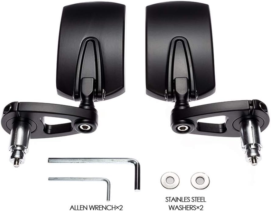 Motorrad Spiegel Lenkerende 7/8" 22mm Faltbar IN Oben Weg Rechteckig Hinten Blick
