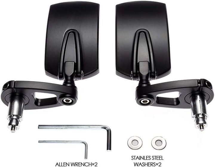 Motorrad Spiegel Lenkerende 7/8" 22mm Faltbar IN Oben Weg Rechteckig Hinten Blick
