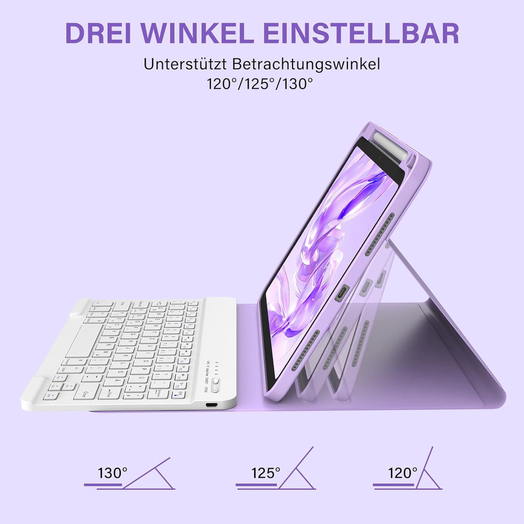 BQSS Hülle mit Tastatur für iPad A16 11 Generation 2025/10 Generation 10.9 Zoll 2022, Magnetisch Blu
