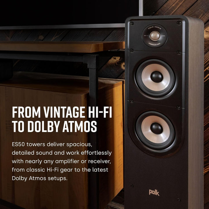 Polk Audio Signature Elite ES50 hochauflösender HiFi Standlautsprecher fürs Heimkino, Hi-Res Zertifi