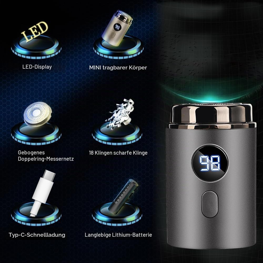 Horuili® Mini Electric Shaver, Tragbarer Elektrischer Mini-Rasierer, Mini Shave Tragbarer Elektroras