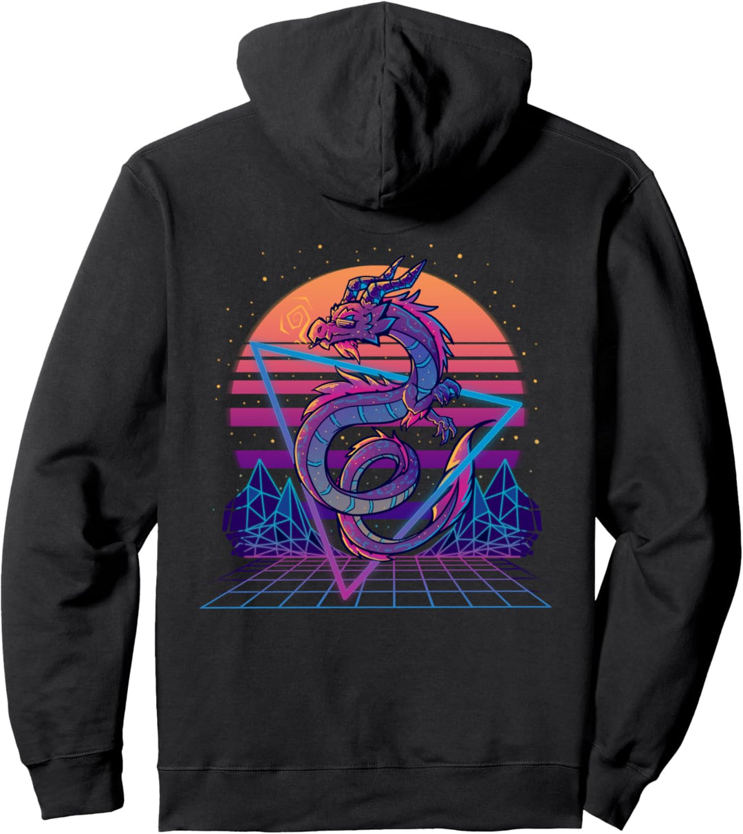 Retrowave Dragon Aesthetic - Awesome Drache Pullover Hoodie