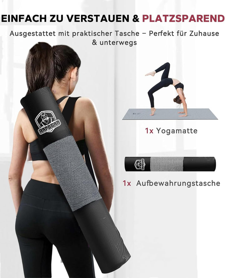 HAPBEAR Yogamatte XXL - 183cmx91cmx6mm Dicke, Extra Gross Rutschfest Breit Yoga Matte, Gymnastikmatt