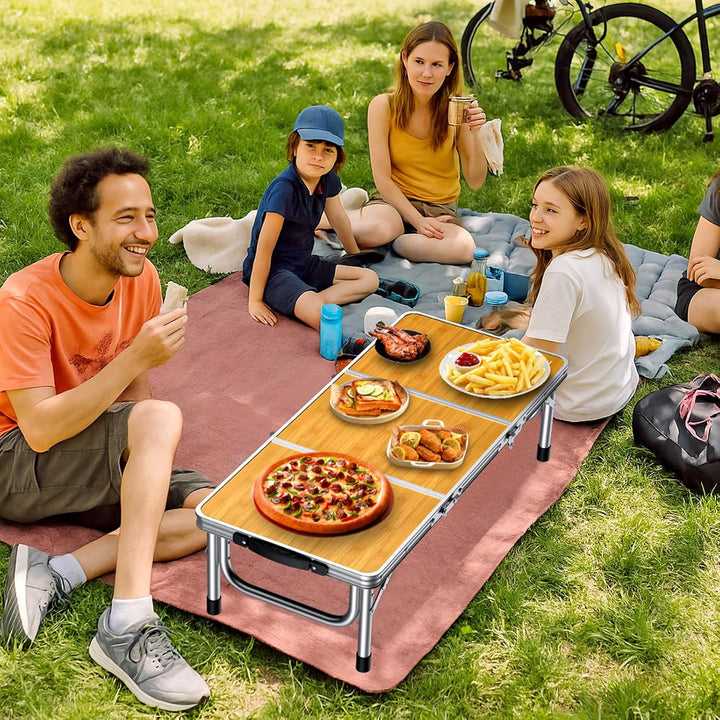 Anbte Campingtisch Klapptisch 87x40x26cm(LxBxH) mit Dicker Aluminium Rahmen Niedriger Picknicktisch