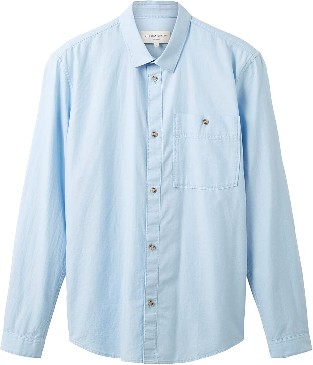 TOM TAILOR Denim Herren Denim Regular Fit Twill Hemd aus Baumwolle, 32345 - Middle Blue Mini Herring