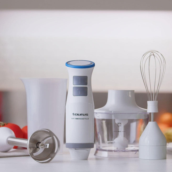 Taurus Bapi 1000 Rocket Plus Inox - Stabmixer-Set | 1000W | Zubehör: Messbecher, Zerkleinerer und Sc