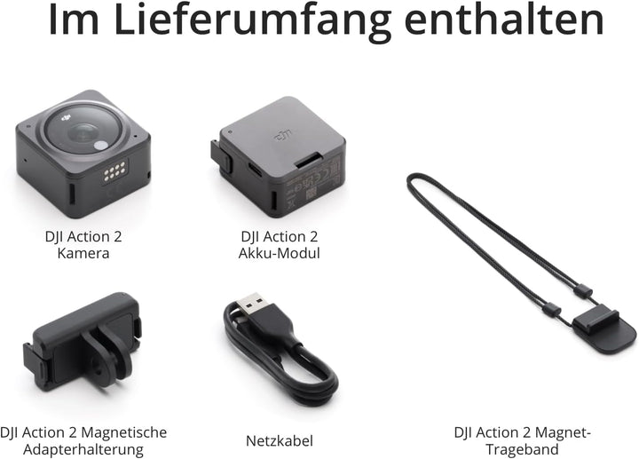 DJI Action 2 Power Combo - Action-Kamera mit erweitertem Akku-Modul, 155° Sichtfeld, Magnetbefestigu