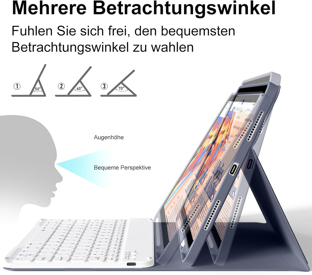 Tastatur Hülle für iPad 10. Generation 10,9" 2022 & iPad 11th Gen A16 2025 mit Stifthalter, TPU Rück