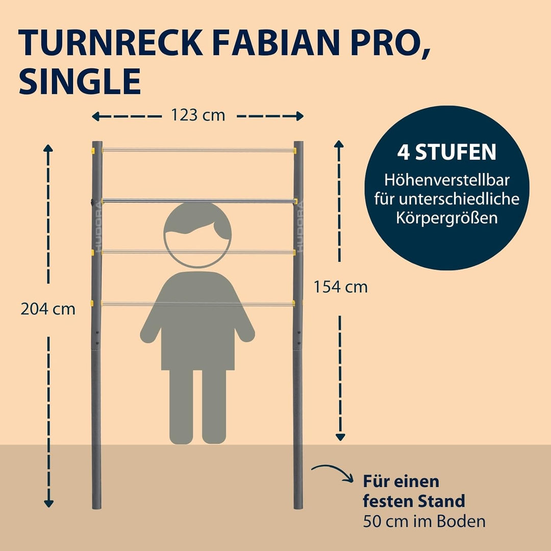 HUDORA Turnreck Fabian Standard/Pro - einfache/doppelte Turnstange für Kinder & Erwachsene - 4-fach