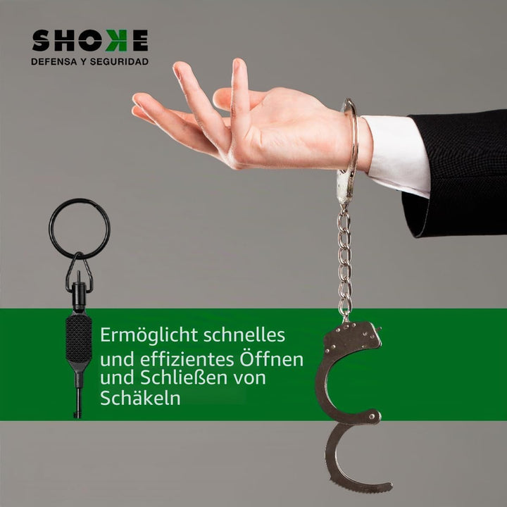 Handschellenschlüssel Polizei - Universalschlüssel, flach und drehbar mit Ring - Hergestellt aus Pol