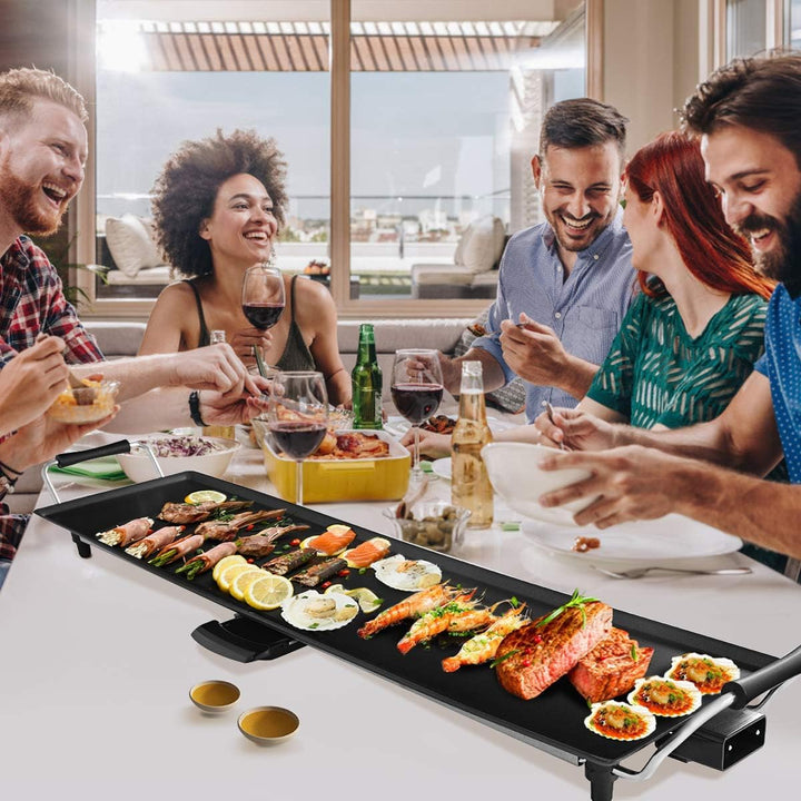 FANTASK Teppanyaki Grill 90x23cm, Elektrische Grillplatte 1800W, Elektrogrill mit Antihaftbeschichtu