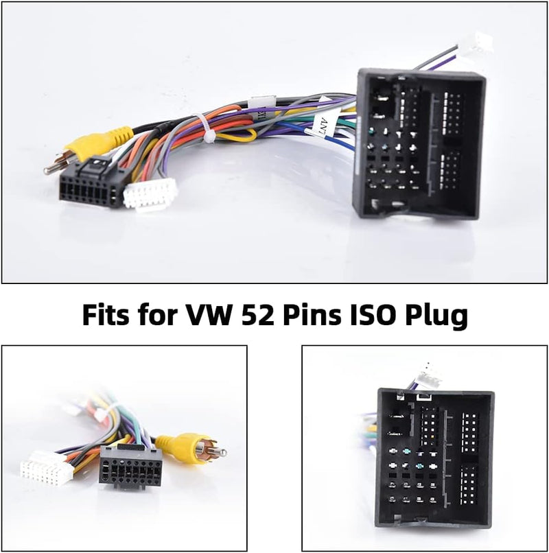 Podofo 52 Pin ISO-Adapterkabel ISO-Konverter Autoradio Radioadapter für VW/Golf/Passat Tiguan/Polo/T