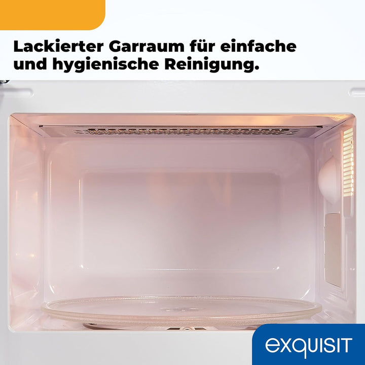 Exquisit Retro-Mikrowelle 700 Watt, 25,5 cm Drehteller, 1000 Watt Grill, 20L, 5 Leistungsstufen, Tim