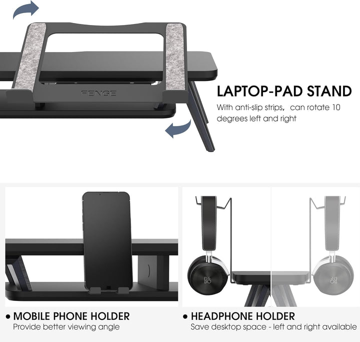 Fenge Dual Monitorständer mit Laptop Halterung/Telefon Halter/Headset Halterung, 2 Etagen Gross Mult