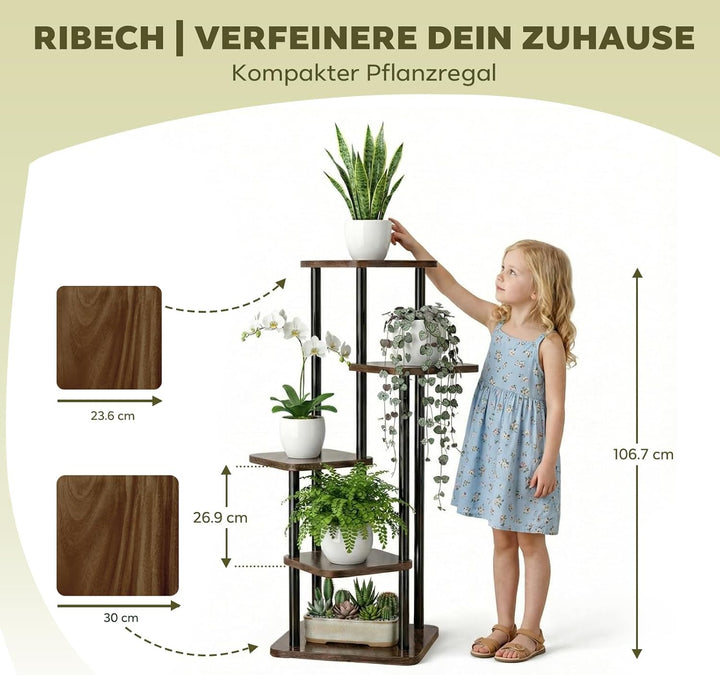 Pflanzständer für den Innenbereich 5 Ebenen Blumenständer, Metall Pflanzenregal für Balkon &amp; Wohnzim