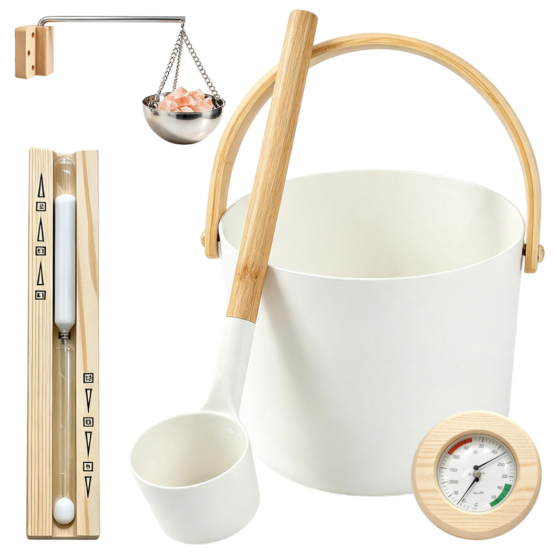 Sauna Eimer Set (7 Liter), Hochwertiger Sauna Eimer mit Kelle