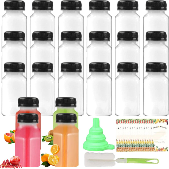 24 Stück 150ml Kunststoff Saftflaschen zum Befüllen, Leere Flaschen Kunststoff Wiederverwendbare Kle