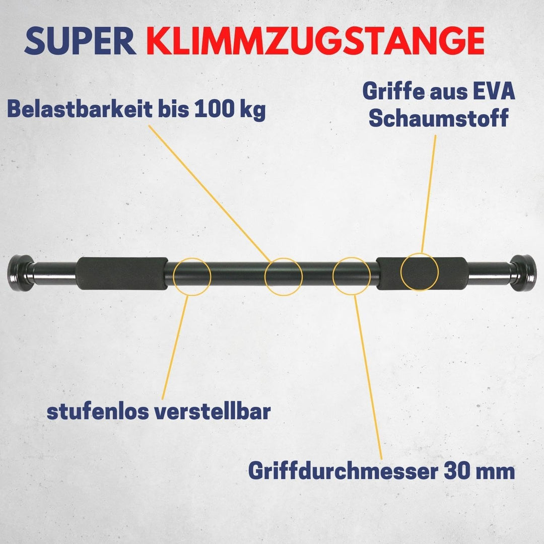 Best Sporting 2-Wege Türreck Klimmzugstange I Stufenlos verstellbar 62,5-100 cm I Belastbar bis 100