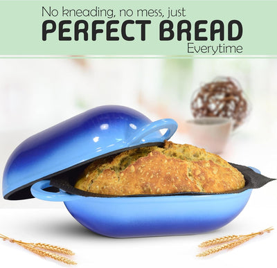 LoafNest - Das einfachste handwerkliche Brotbackset der Welt. Gusseisenkasserolle [Blauer Gradient]