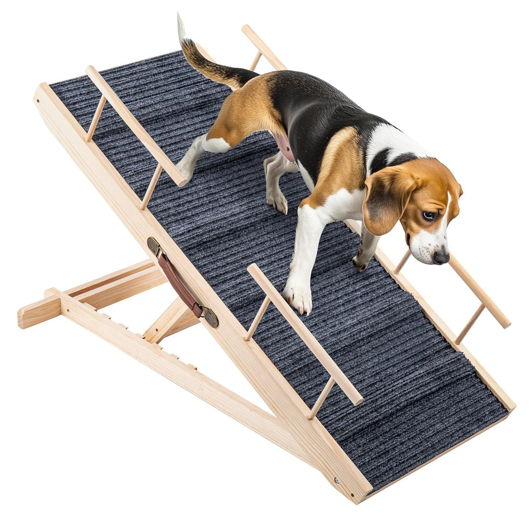 Hunderampe Klappbare Hunderampe aus Holz HöHenverstellbar 30-60cm rutschfeste Haustiertreppe Für Hun