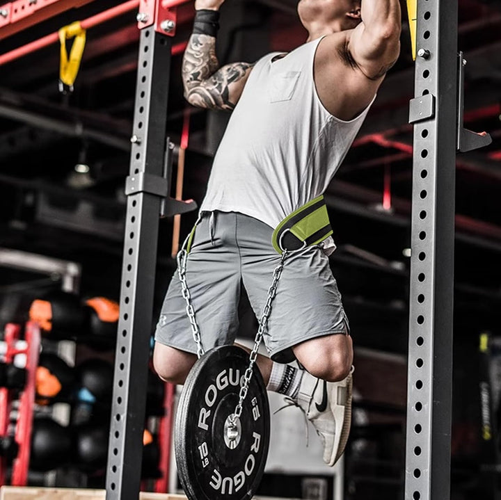 TAVIEW Dip Gürtel mit Kette Gewichteter Gürtel für Pullups mit Heavy Duty Dip Gürtel mit Kette Grün,