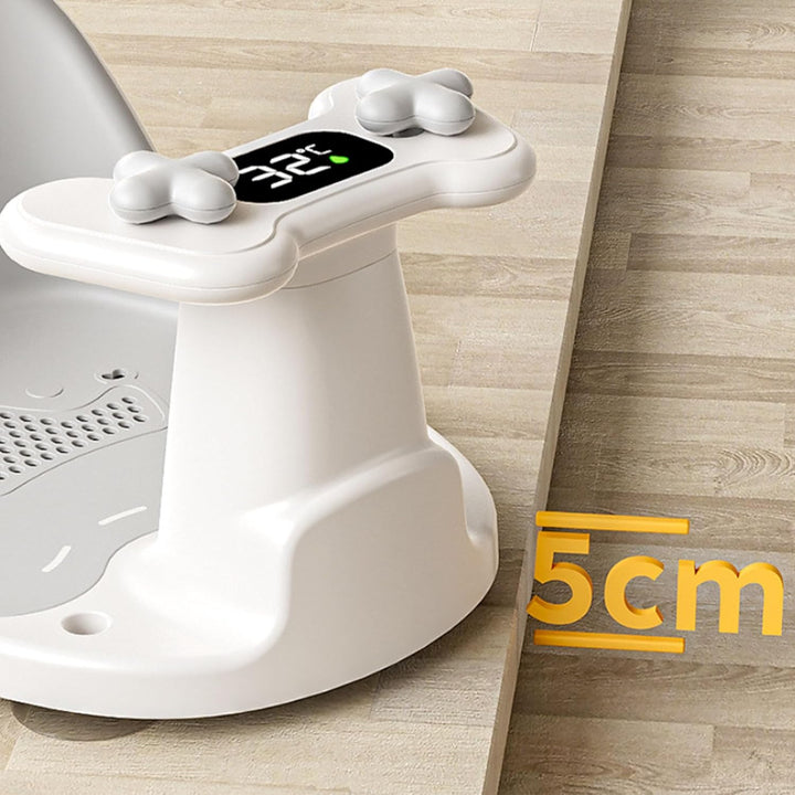 Baby Badesitz mit Temperatursensor Rutschfester Kleinkindbadesitz für Baby Sitting Up mit 4 Saugnäpf