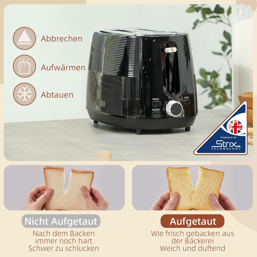 HOMCOM Wasserkocher Toaster Set 2200 W 1,7 Liter Wasserkocher Doppelschlitz Toaster Frühstücksset mi