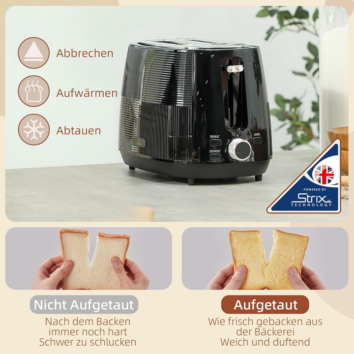 HOMCOM Wasserkocher Toaster Set 2200 W 1,7 Liter Wasserkocher Doppelschlitz Toaster Frühstücksset mi