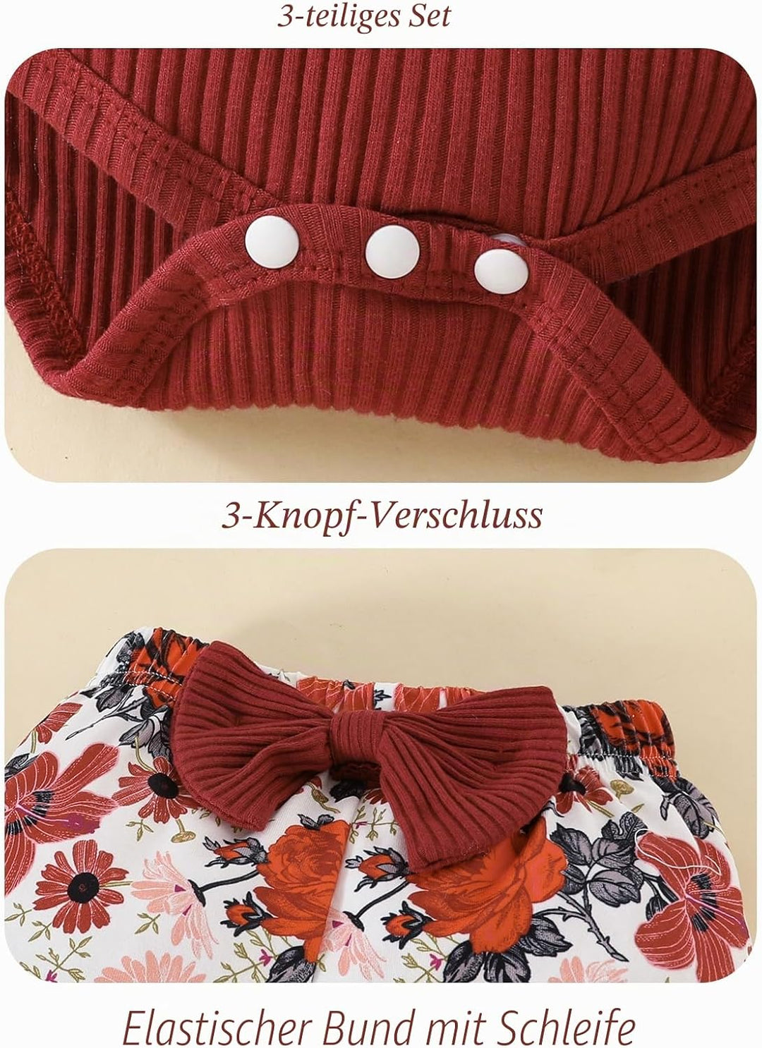 Neugeborenes Baby Mädchen Kleidung Kleinkind Gerippt Ruffle Lange Ärmel Strampler+ Floral Hosen+ Sti
