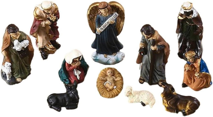 Krippe Miniaturfiguren Weihnachtsfestigungen Mini Inspirierende Harzschmuck Weihnachtsgebättlichkeit