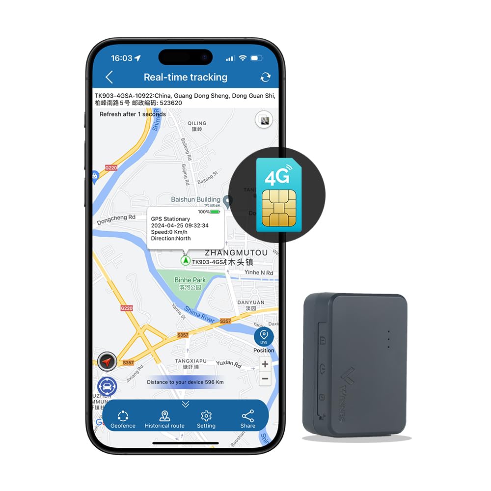 Winnes 4G Mini GPS Tracker für Auto,Echtzeitortung, bis zu 60 Tage Akkulaufzeit mit Global Magnetic