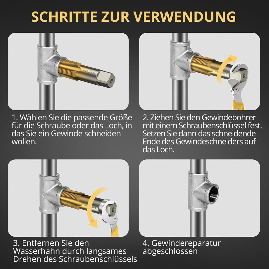 AMTOVL 6tlg. NPT Rohrgewindebohrer Set Gewindebohrer 1/8", 1/4", 3/8", 1/2", 3/4", 1'' Zoll NPT Masc