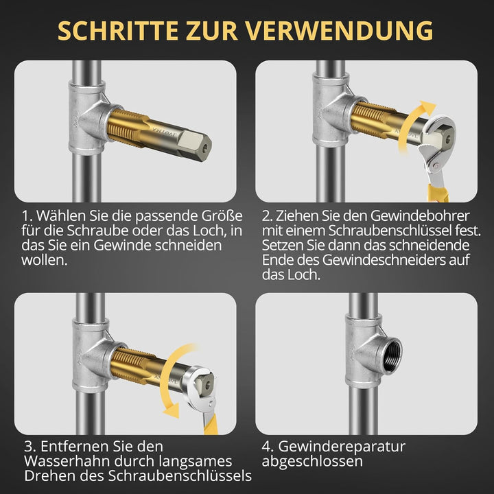 AMTOVL 6tlg. NPT Rohrgewindebohrer Set Gewindebohrer 1/8", 1/4", 3/8", 1/2", 3/4", 1'' Zoll NPT Masc