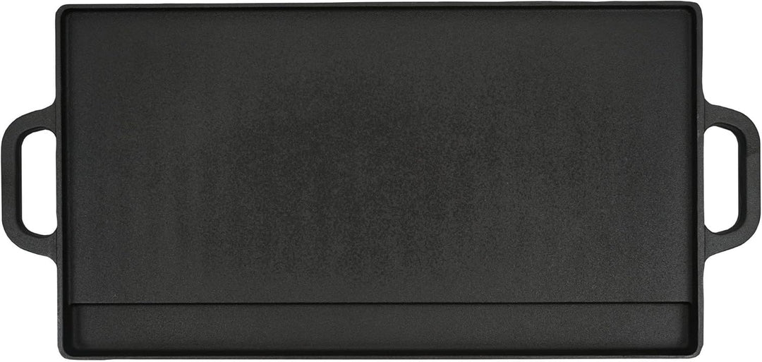 BBQ-Toro Gusseisen Grillplatte mit Griffen | 50 x 23 cm | Grillpfanne, beidseitig verwendbar | Recht