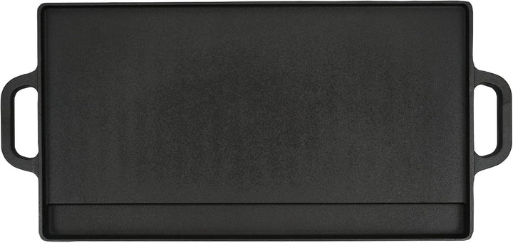 BBQ-Toro Gusseisen Grillplatte mit Griffen | 50 x 23 cm | Grillpfanne, beidseitig verwendbar | Recht