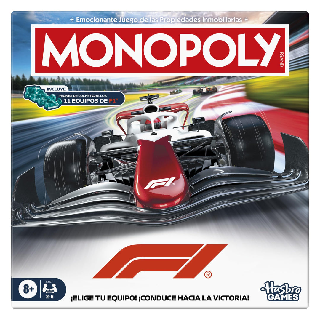 Monopoly F1-Edition, offizielles Formel-1-Spiel, Familienspiele für Kinder, Jugendliche und Erwachse