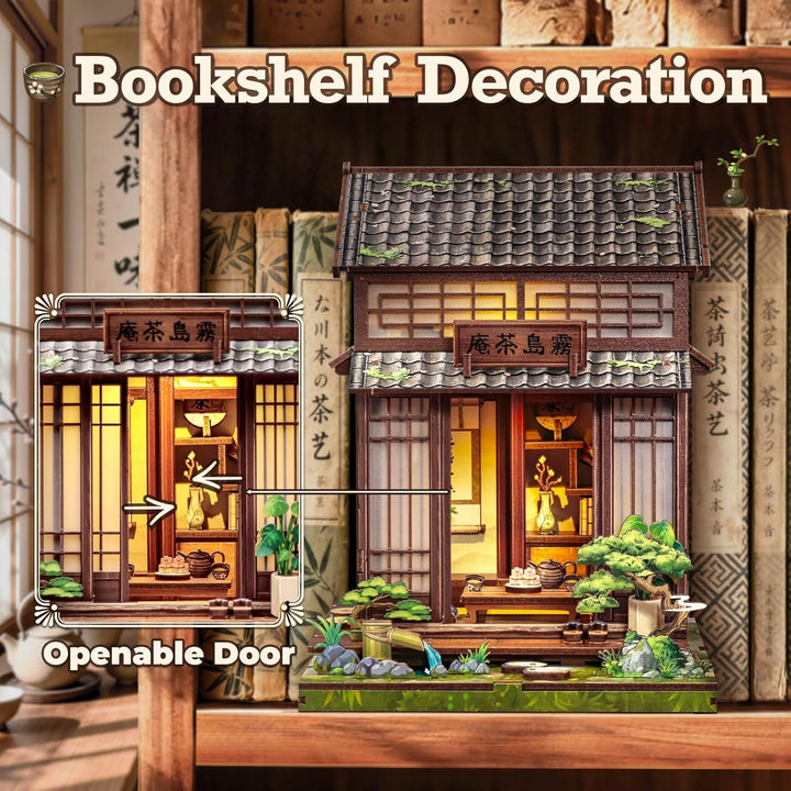 Fsolis Book Nook Japan Booknook Bausatz für Erwachsene, 3D-Holzpuzzles Buchecke, DIY-Miniaturhaus-Se