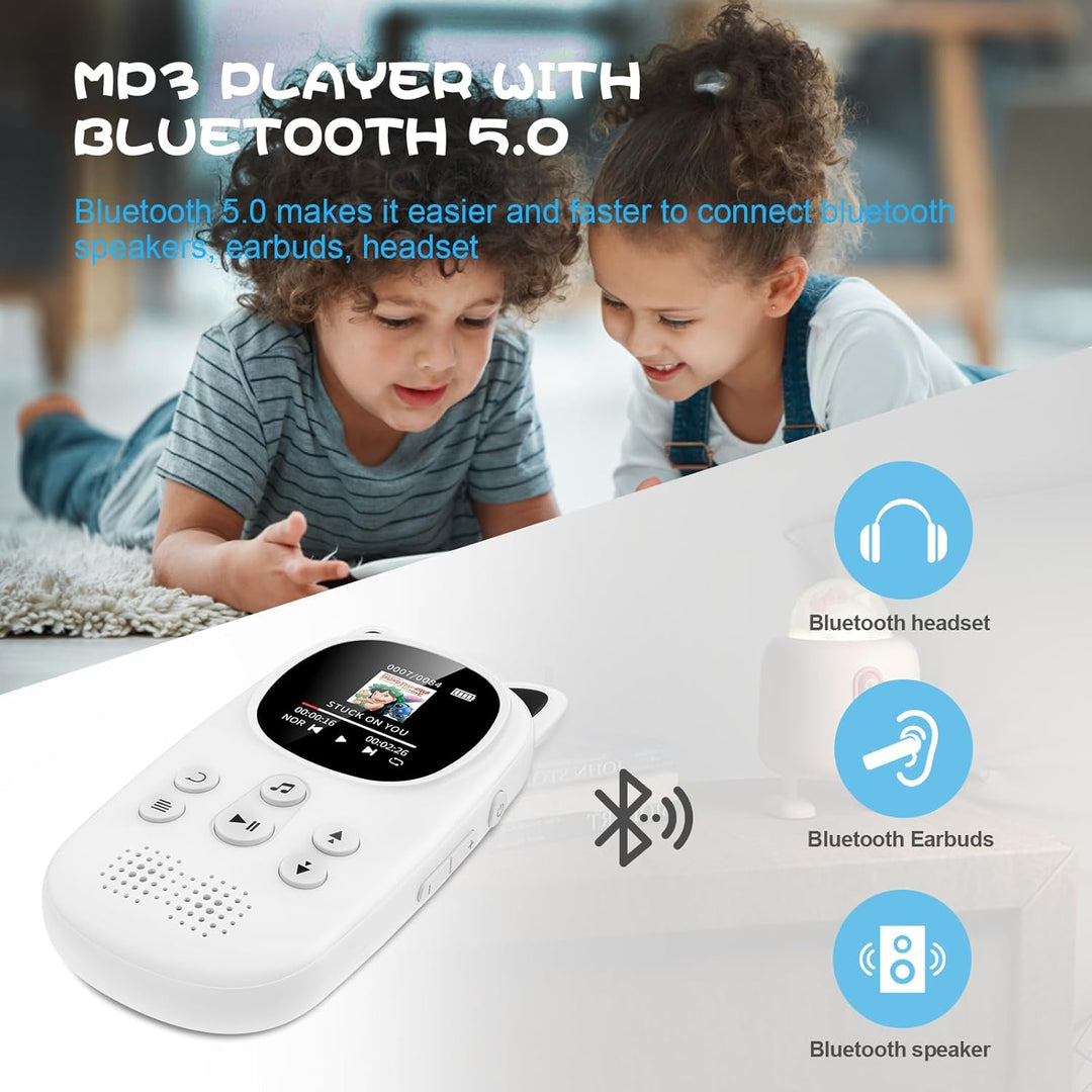 32GB MP3-Player mit Bluetooth 5.0, Oilsky Kinder MP3 Player mit Kopfhörer, 750mAh Tragbarem Sport Mp