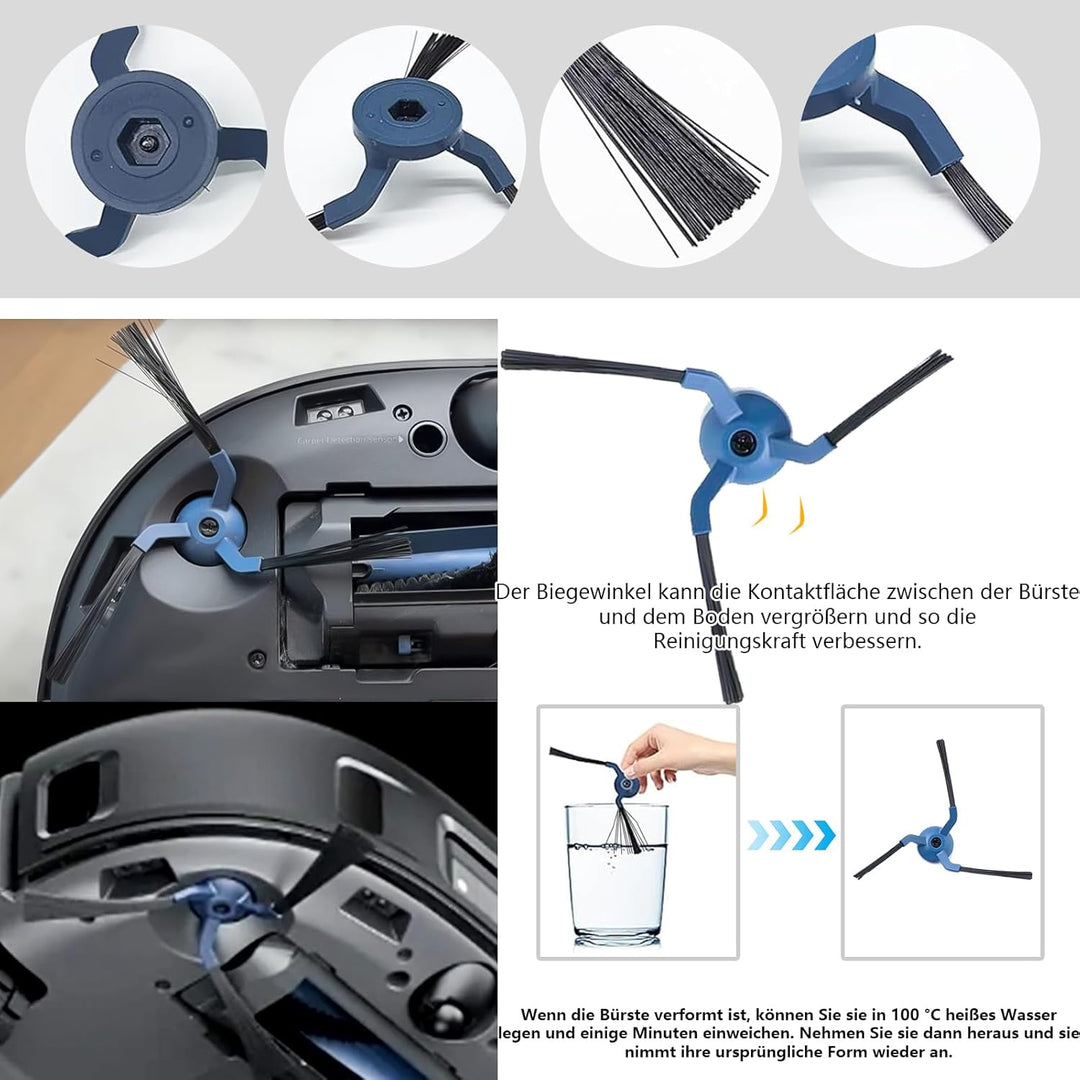Yivy 29 Stück Zubehörset für Eufy X10 Pro Omni Saugroboter,2 Hauptbürste,6 Seitenbürsten,6 Staubbeut